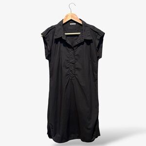 Prada Black Dress Button Front Size 42 Knee Length Shirt Shift Casual Minimalist